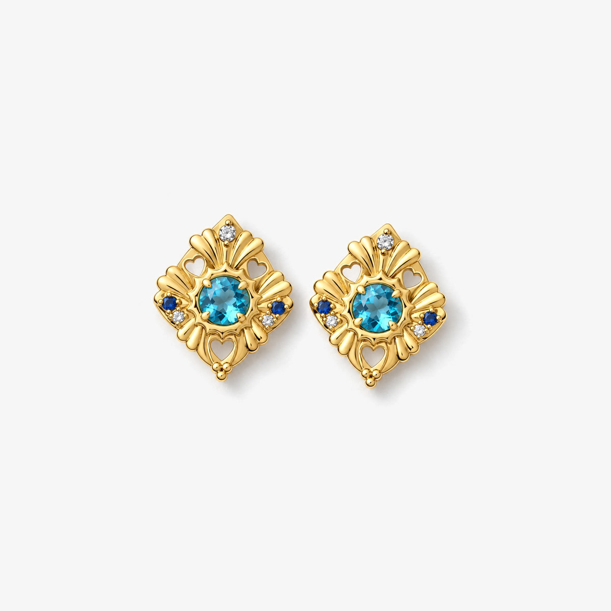 Tide Path Studs in gold, front view