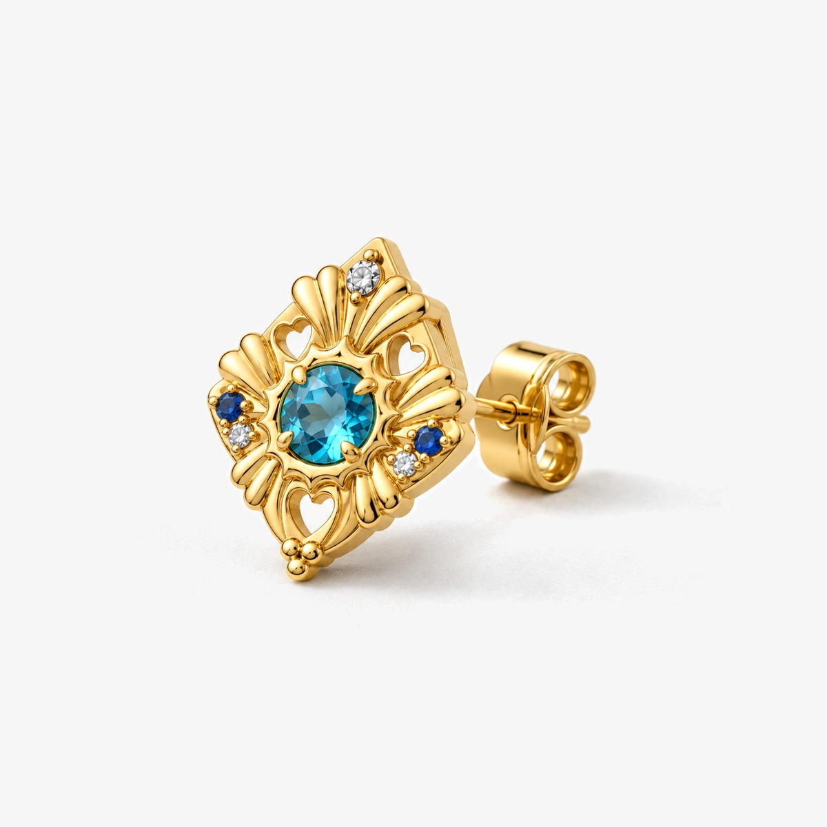 Tide Path Studs in gold, side view