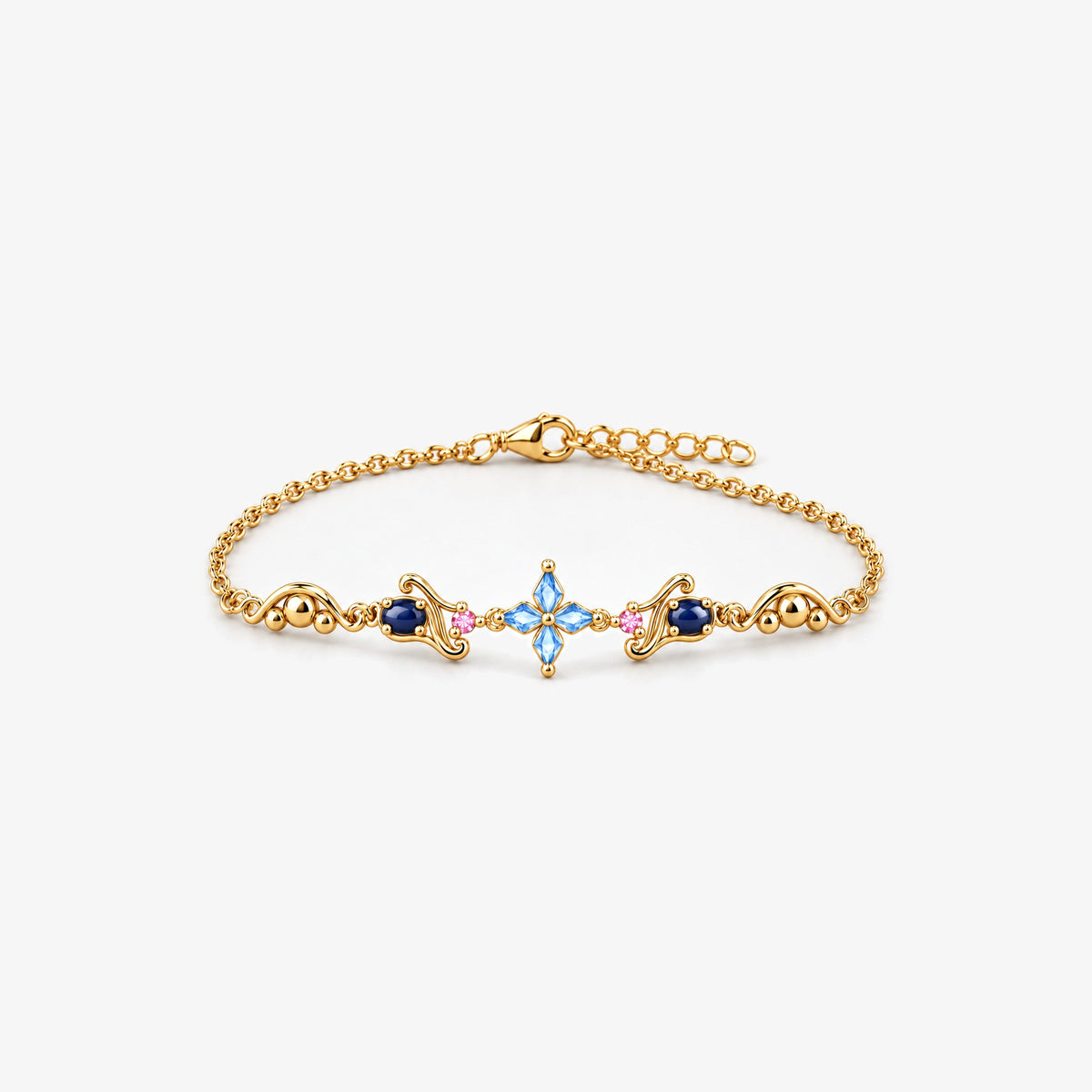 Tongue Scarf Bracelet in gold, front view