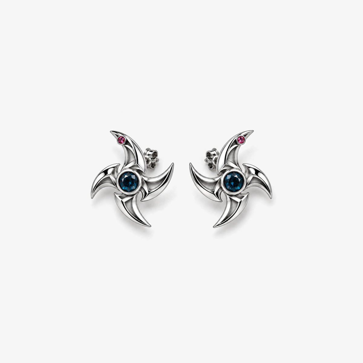 Tongue Scarf Studs in silver, front view