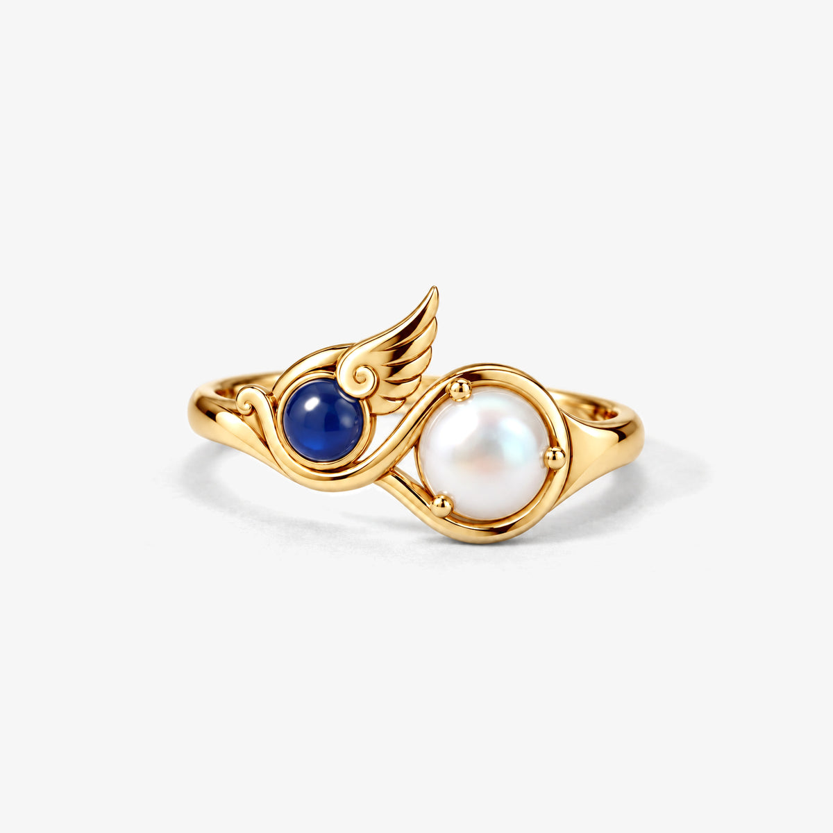 Twin Current Ring in gold, front view