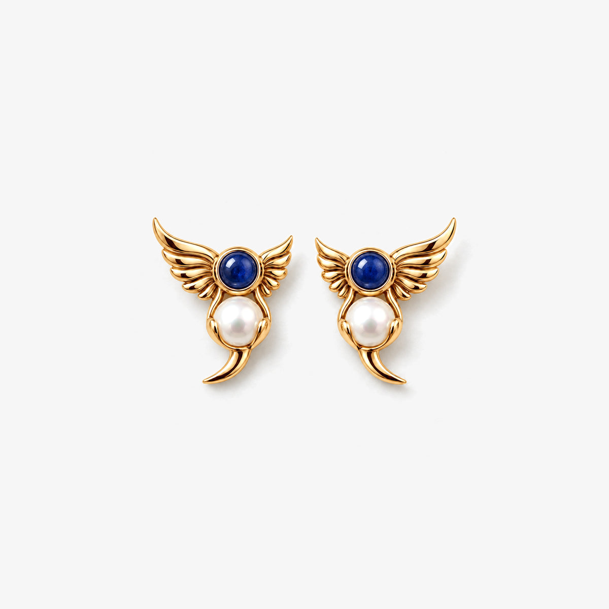 Twin Current Studs in gold, front view
