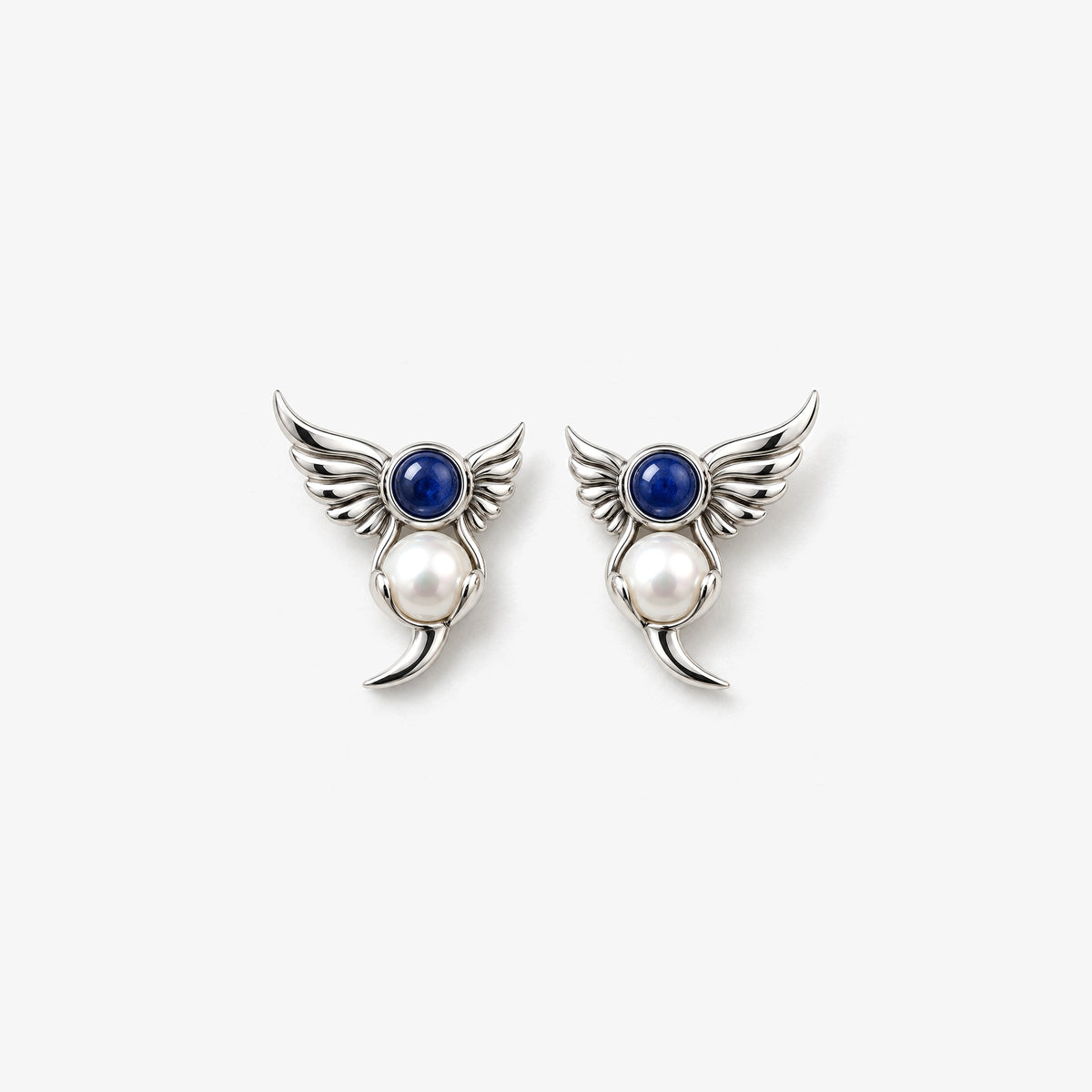 Twin Current Studs in silver, front view