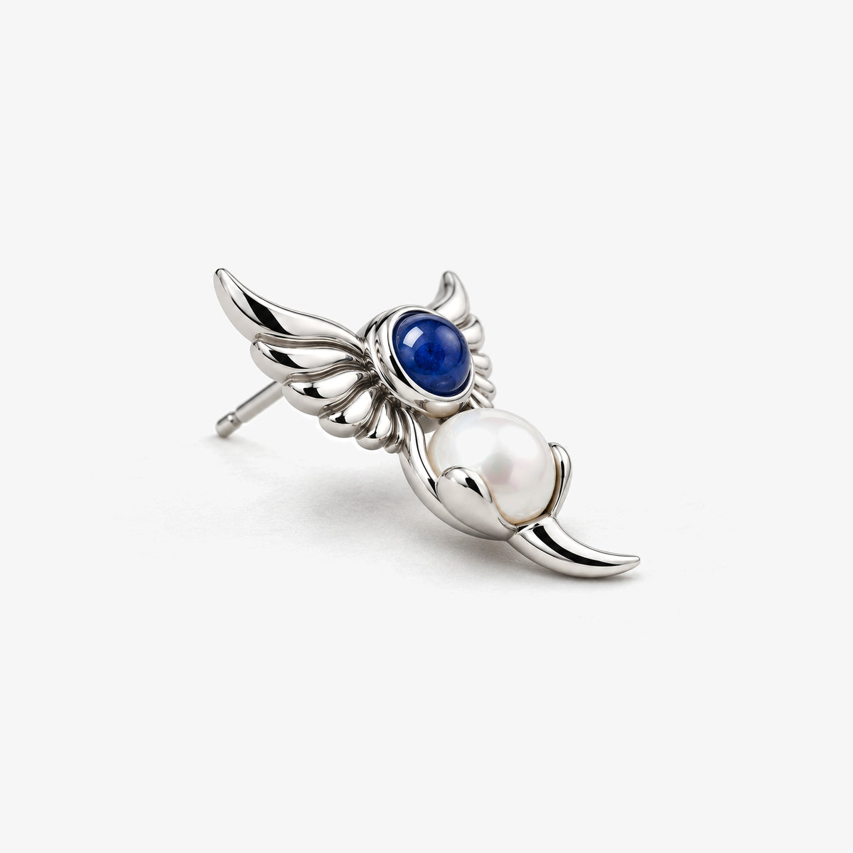 Twin Current Studs in silver, side view