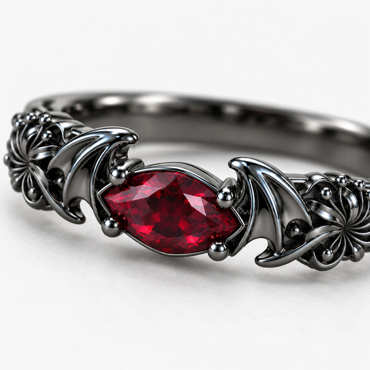 Infinity Castle Ring in Royal Black, close-up