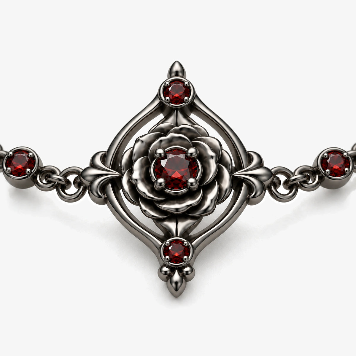 Vanitas Bracelet in Royal Black, close-up of the rose spinner