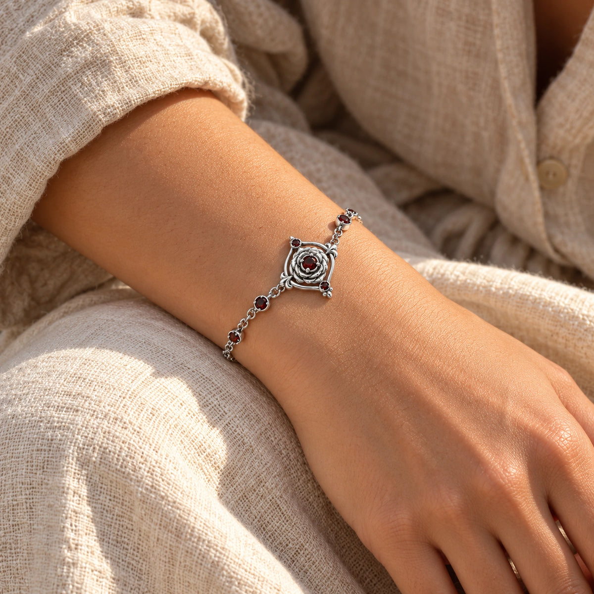 Vanitas Bracelet in Silver, worn
