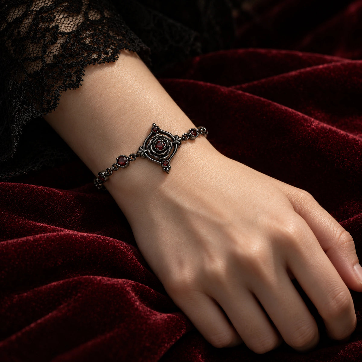 Vanitas Bracelet in Royal Black, worn