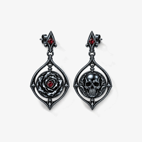 Vanitas Spinner Drop Earrings in Royal Black