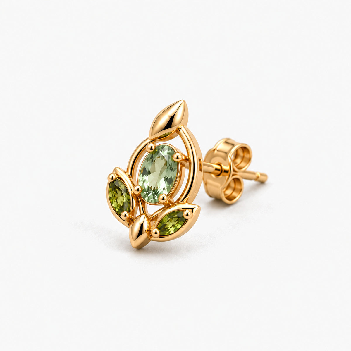 Verdant Path Studs in gold, side view