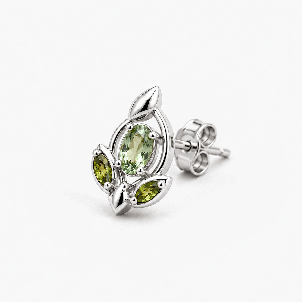 Verdant Path Studs in silver, side view