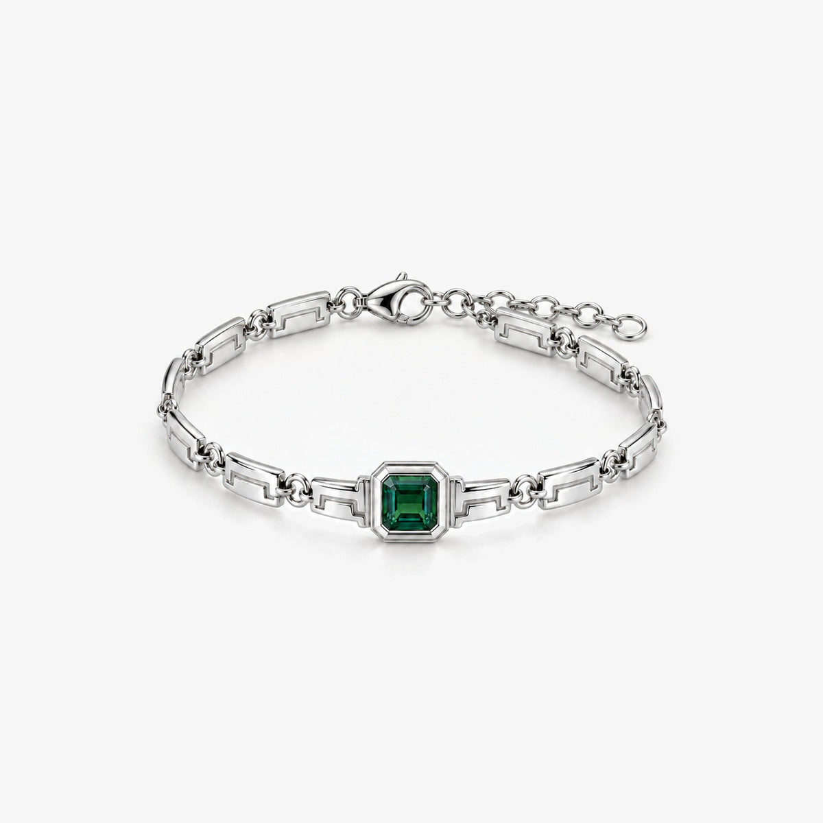 Earth Nation Link Bracelet in silver, front view