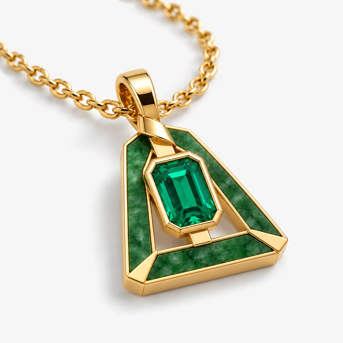 Earth Nation Jade Fold Necklace in gold, angled view
