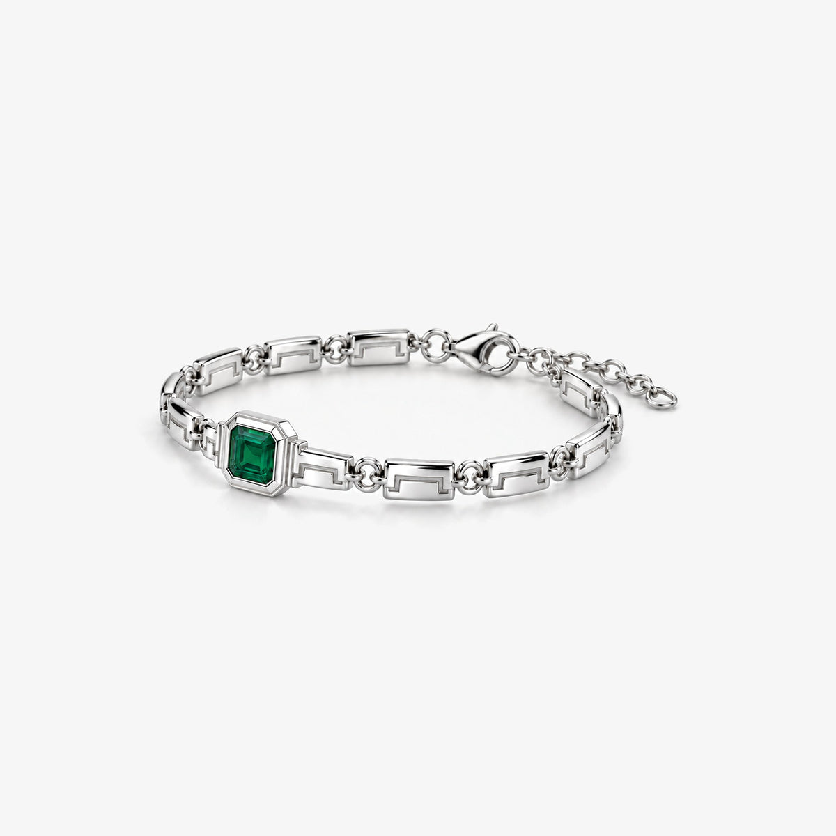 Earth Nation Link Bracelet in silver, left side view