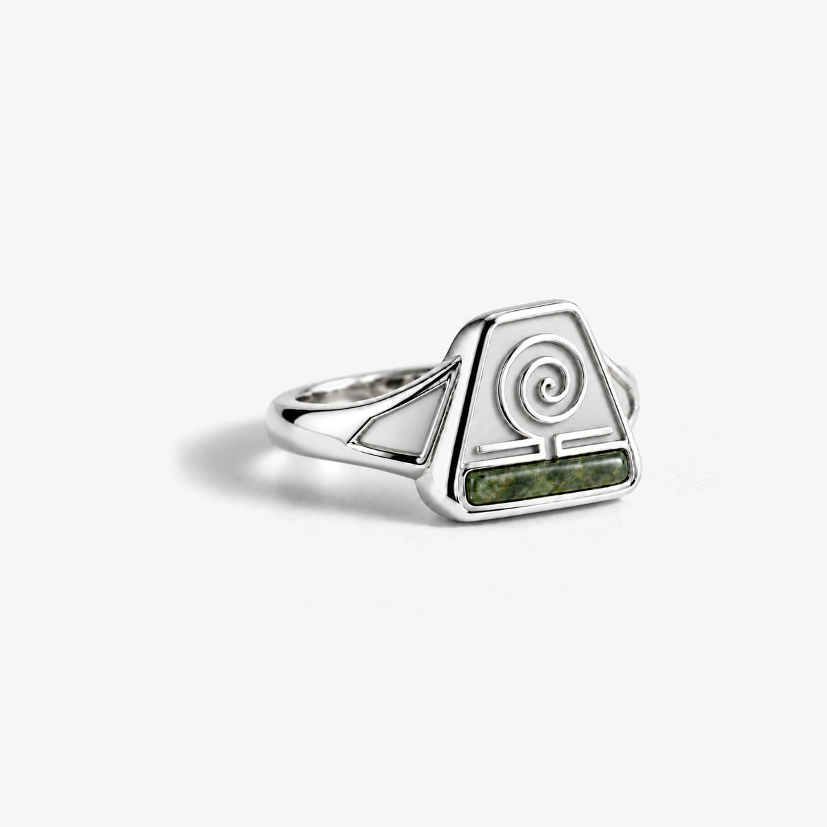 Earth Nation Spiral Ring in silver, left side view