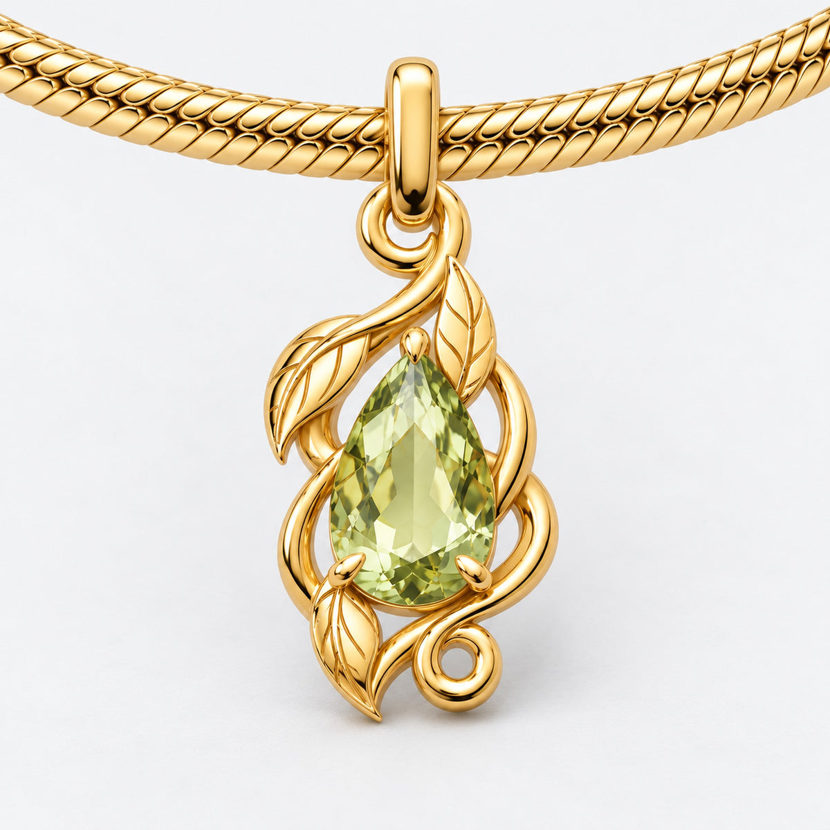 Earth Nation Vine Charm in gold, on a charm bracelet