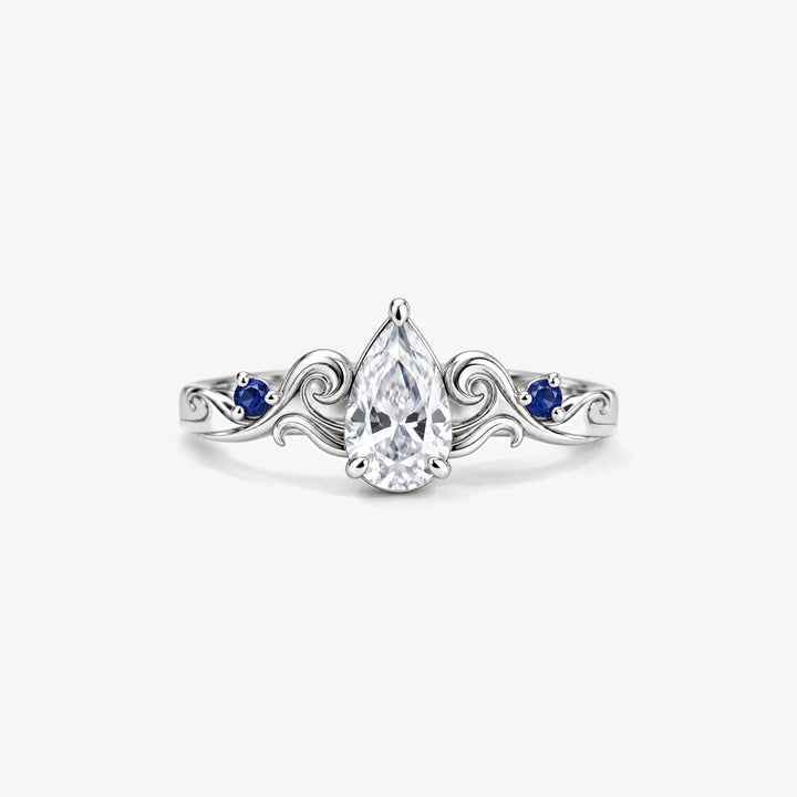 Wave Crest Pear Ring