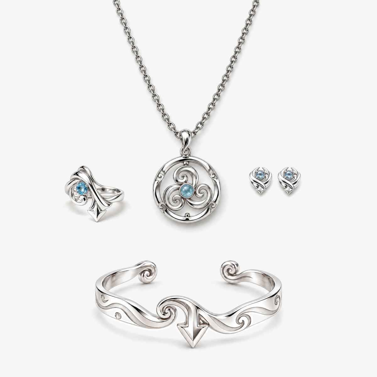 Wind Temple Full Collection Set in silver, front view