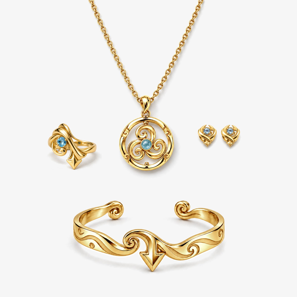 Wind Temple Full Collection Set in gold, front view