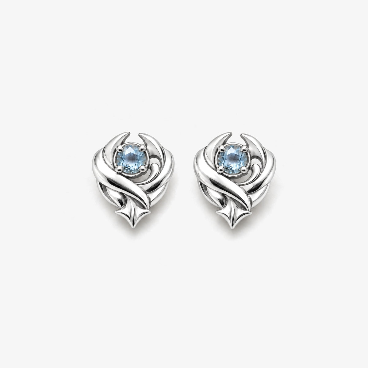 Wind Temple Earrings in silver, front view