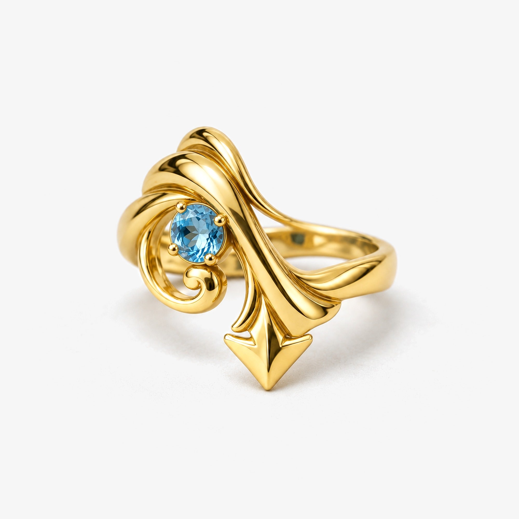 Ring | Wind Temple Sash Arrow Ring Spiral Sky Blue Stone | Kraymer Art
