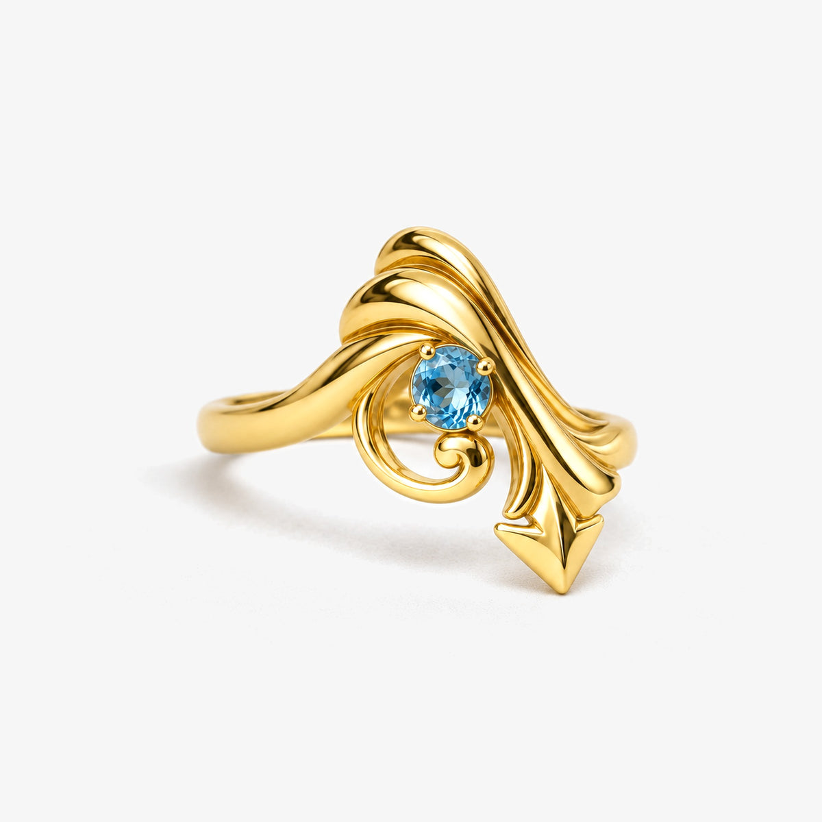 Wind Temple Arrow Ring in gold, left side view