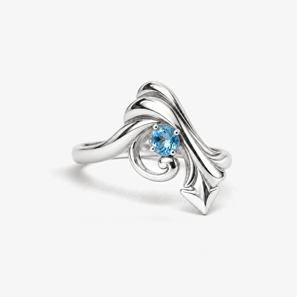 Wind Temple Arrow Ring in silver, left side view