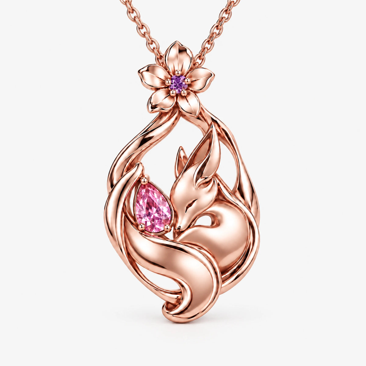 Yae Miko Necklace in rose gold, front view