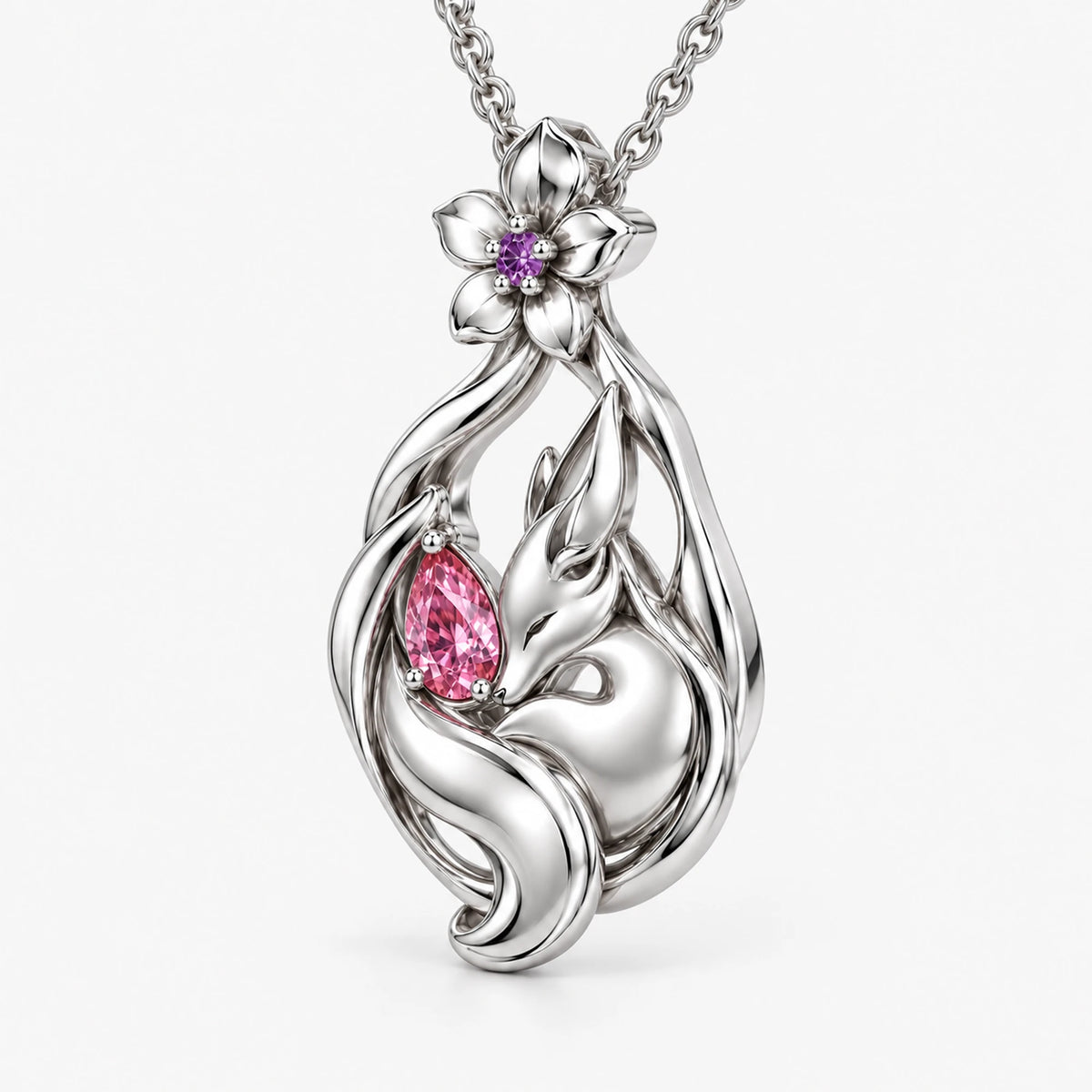 Yae Miko Necklace in silver, side view