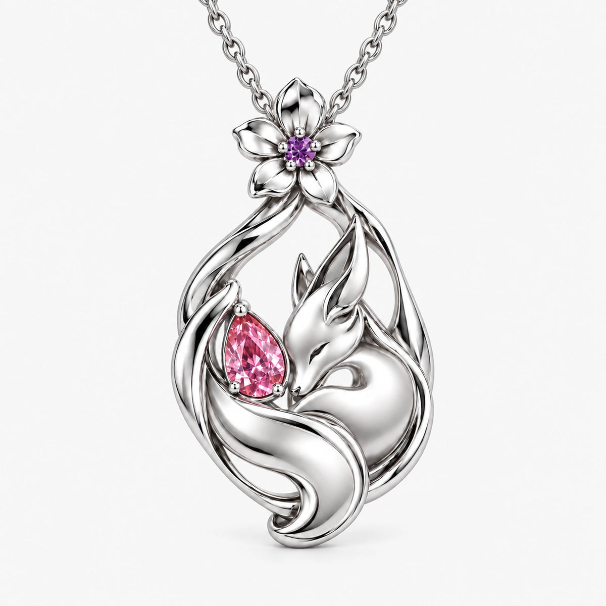 Yae Miko Necklace in silver, front view