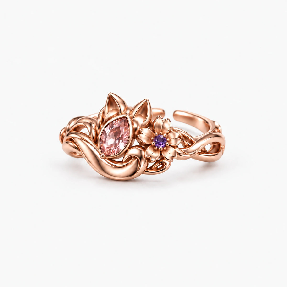 Yae Miko Ring in rose gold, side view