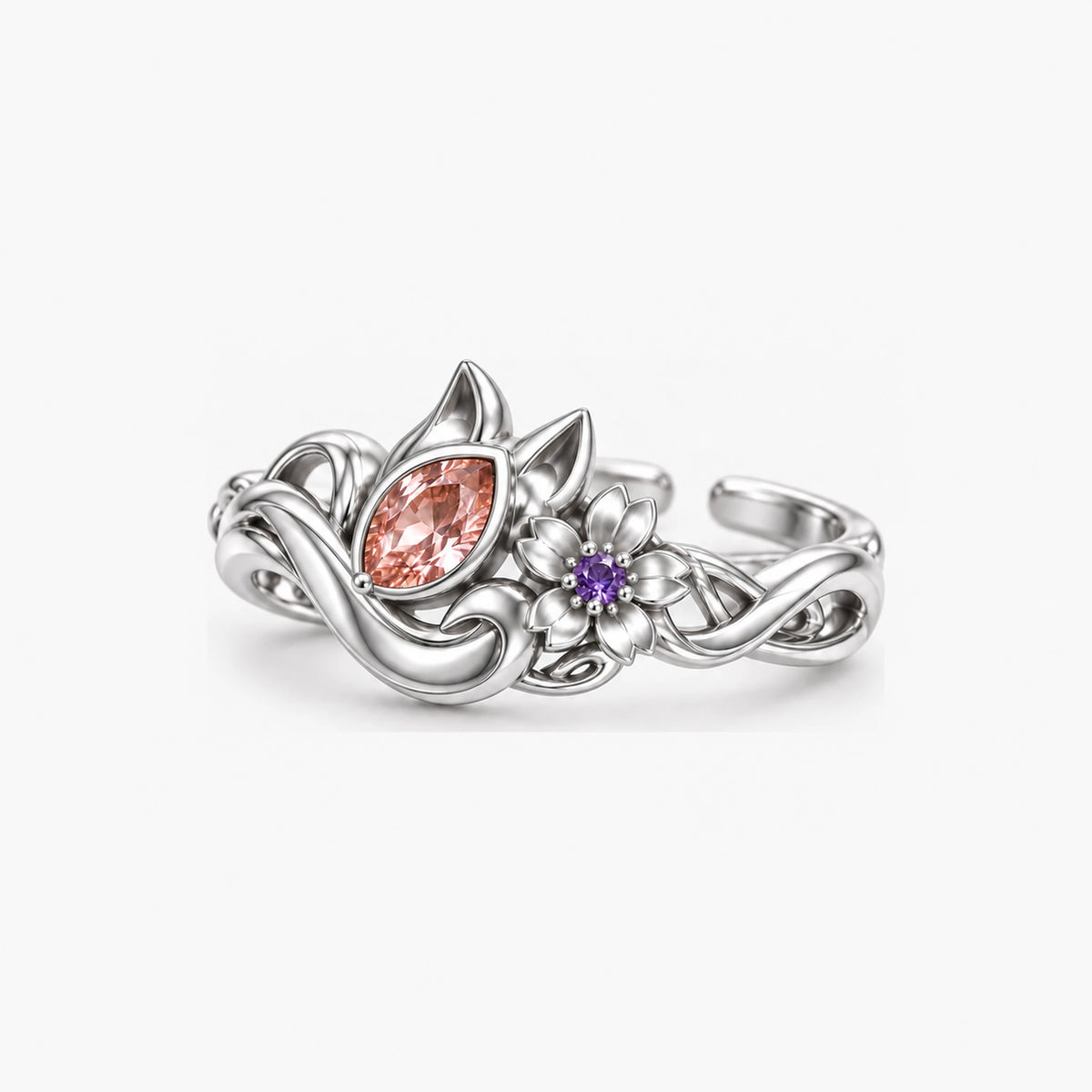 Yae Miko Ring in silver, side view