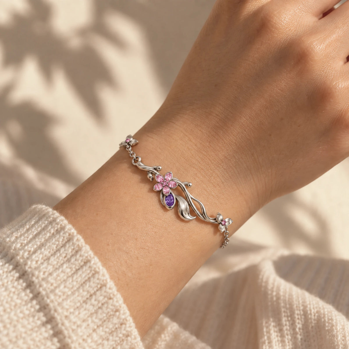 Yae Miko Bracelet in silver worn on the wrist