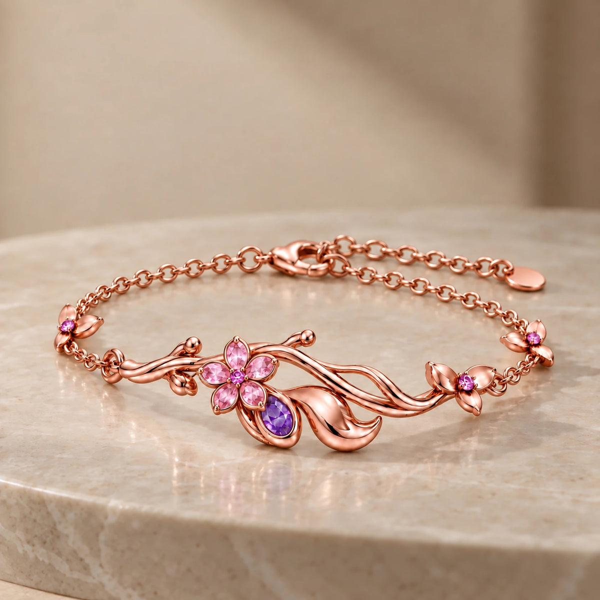 Yae Miko Bracelet in rose gold, natural light still life