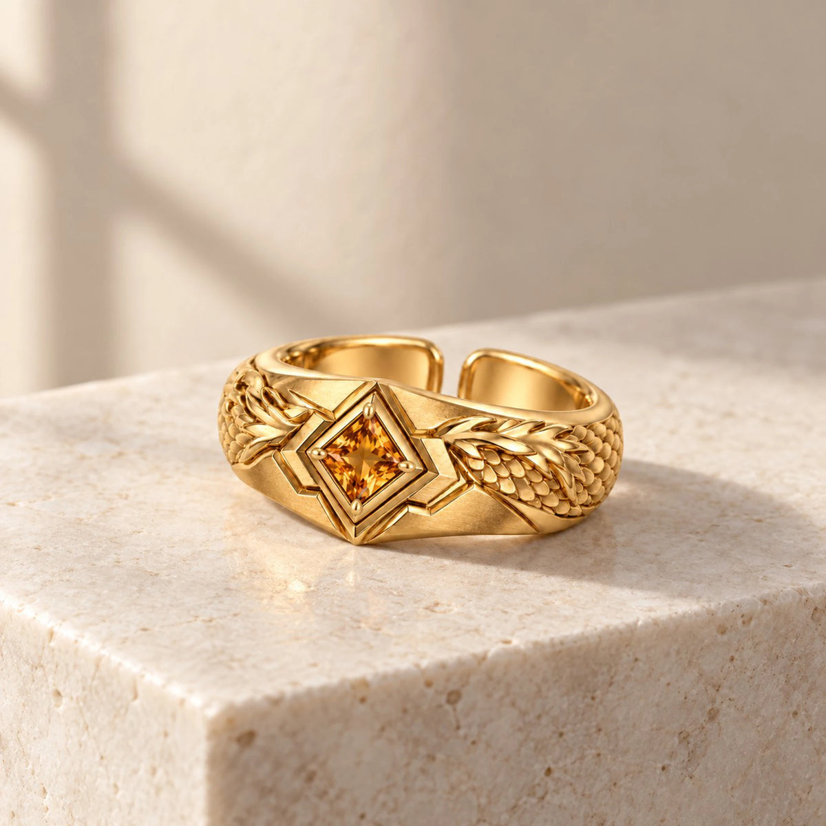 Zhongli Ring in gold, still life