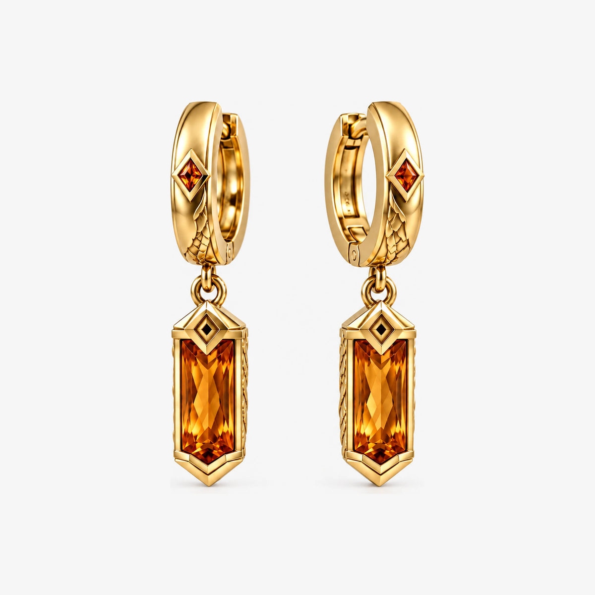 Zhongli Earrings in gold, front view